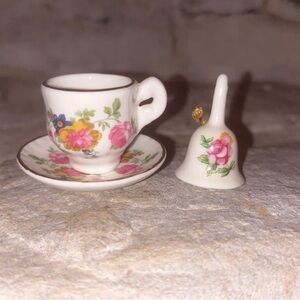 Floral Miniature Tea Set with Bell
